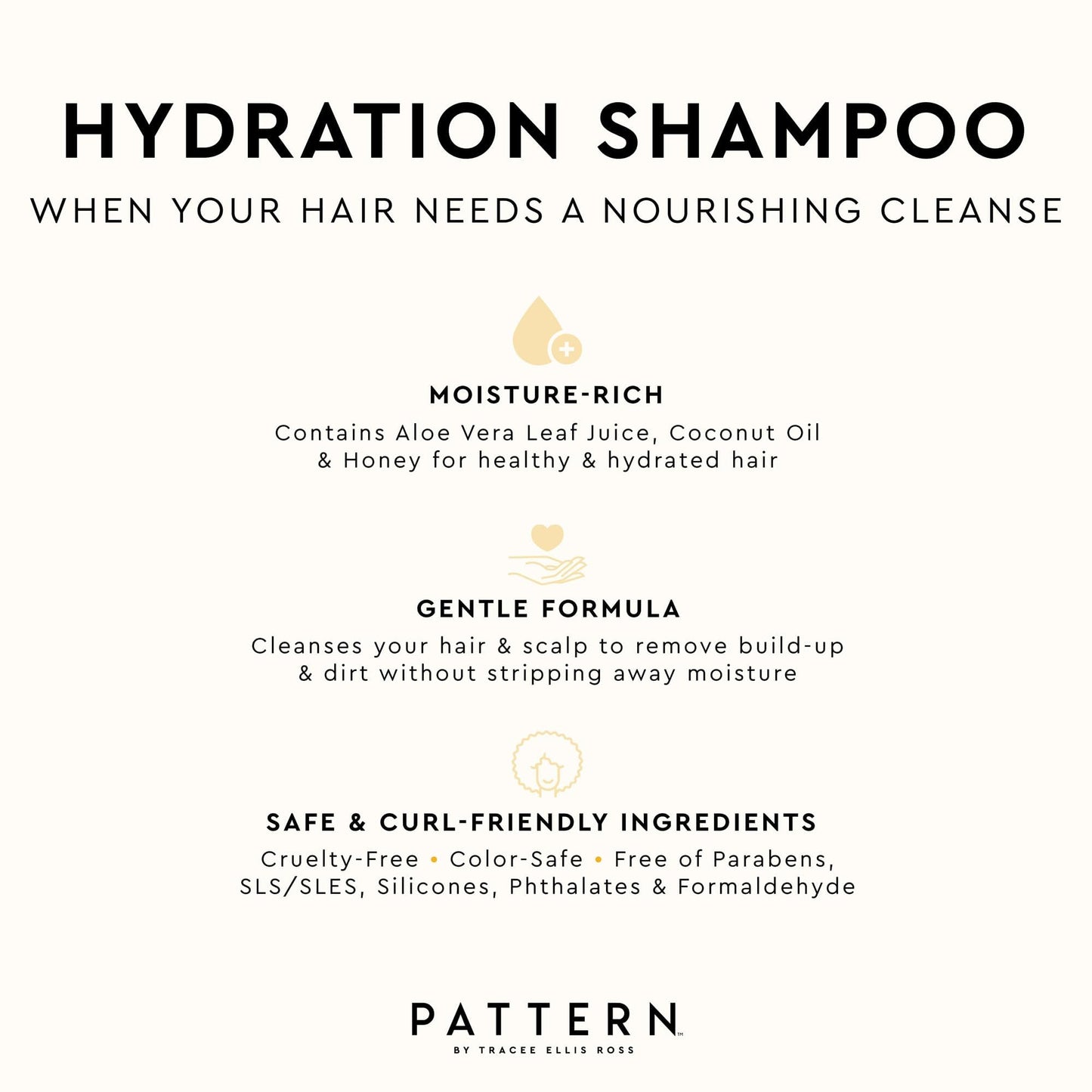 PATTERN Beauty Hydration Shampoo with Honey, Aloe Vera, Biotin & Tea Tree for Curly Hair 3a-4c, 25 oz