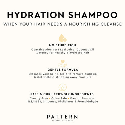PATTERN Beauty Hydration Shampoo with Honey, Aloe Vera, Biotin & Tea Tree for Curly Hair 3a-4c, 25 oz
