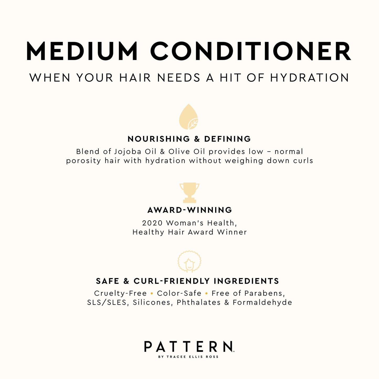 PATTERN Beauty Medium Conditioner by Tracee Ellis Ross – Hydration & Slip for 3a-4a Curls, 3 oz