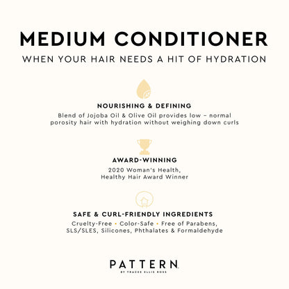 PATTERN Beauty Medium Conditioner by Tracee Ellis Ross – Hydration & Slip for 3a-4a Curls, 3 oz