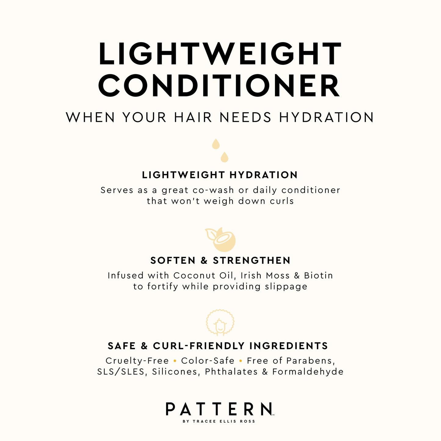 PATTERN Beauty Lightweight Conditioner by Tracee Ellis Ross — Lightweight Moisture for 3a–4c Curls | 3 Fl Oz