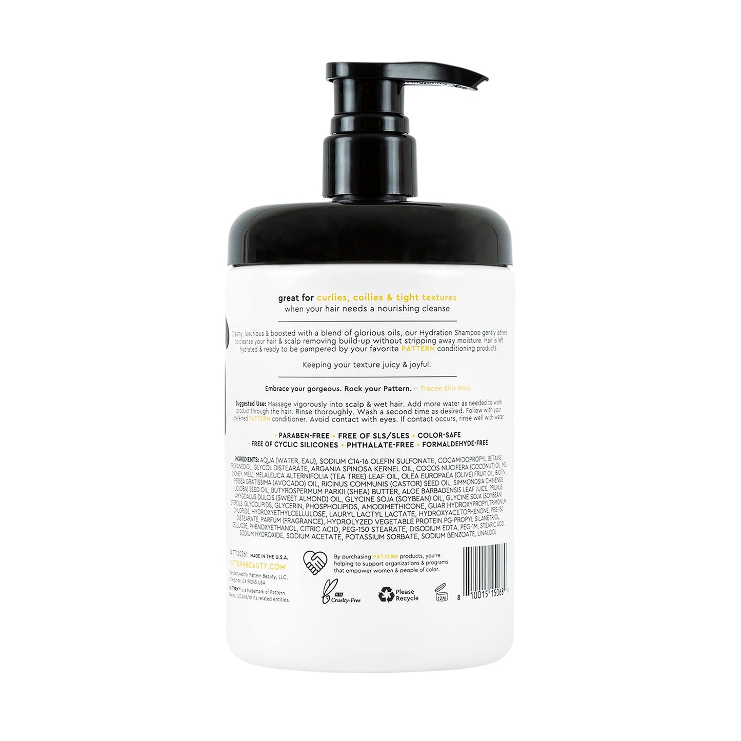 PATTERN Beauty Hydration Shampoo with Honey, Aloe Vera, Biotin & Tea Tree for Curly Hair 3a-4c, 25 oz