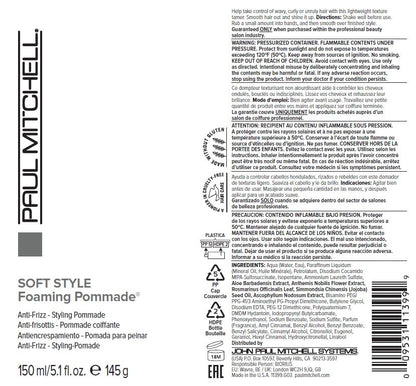 Paul Mitchell Foaming Pomade – Light Hold, Anti-Frizz for Wavy, Curly & Coily Hair | 5.1 fl oz