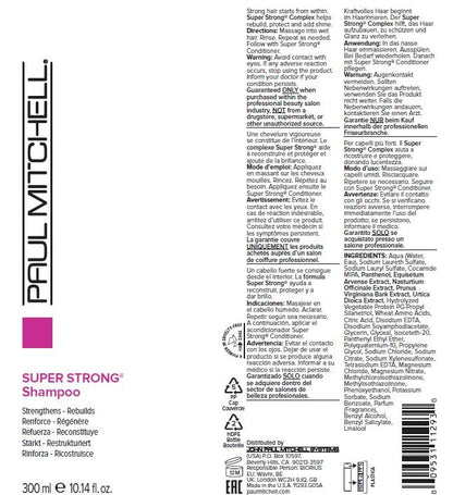 Paul Mitchell Super Strong Shampoo – Rebuilds Damaged Hair, Strengthens & Adds Shine (10.14 oz)