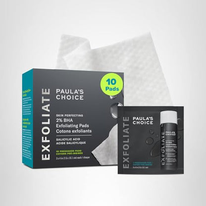Paula's Choice Skin Perfecting 2% BHA Liquid Exfoliant Pads (10 ct) – Travel-Friendly