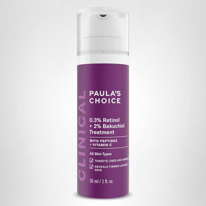 Paula's Choice Clinical 0.3% Retinol + 2% Bakuchiol Serum – Fragrance-Free, 1 oz