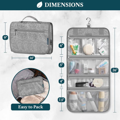 PAVILIA Hanging Toiletry Bag - Large Foldable Travel Kit, Waterproof & TSA-Ready