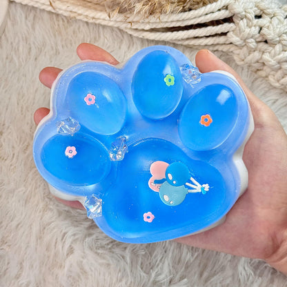 Pawfect Tail Big Taba Squishy Paw – 5-Inch Glittering Blue & White Squeeze Toy