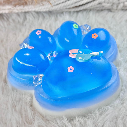 Pawfect Tail Big Taba Squishy Paw – 5-Inch Glittering Blue & White Squeeze Toy