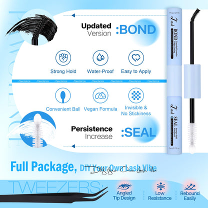 Pawotence Lash Clusters Kit 40D-60D | DIY 10-18mm Lash Extensions with Bond & Seal (280 pcs)