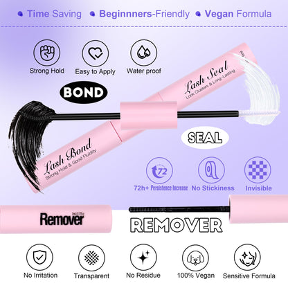 Pawotence Lash Extension Kit DIY 280pcs – 30D Clusters (8-15mm) with Bond & Seal, Remover & Tweezers