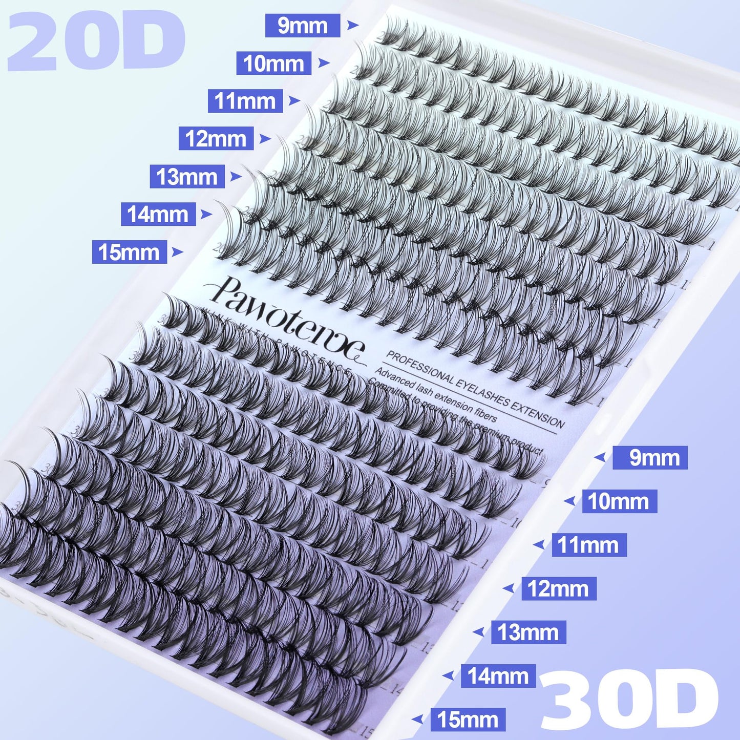 Pawotence Lash Extension Kit DIY 280pcs Clusters – 20D/30D, 9-15mm, Bond & Seal