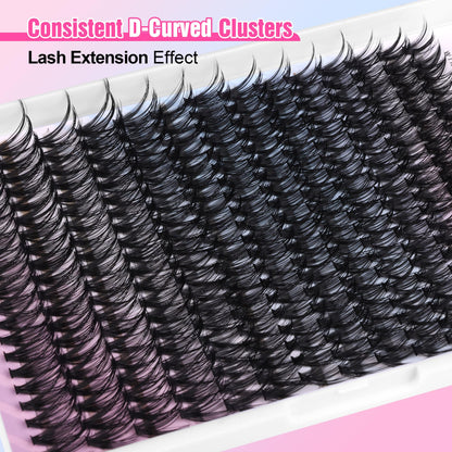 Pawotence Lash Extension Kit DIY 40D 12-18mm – 280 Clusters, Bond & Seal, Tweezers