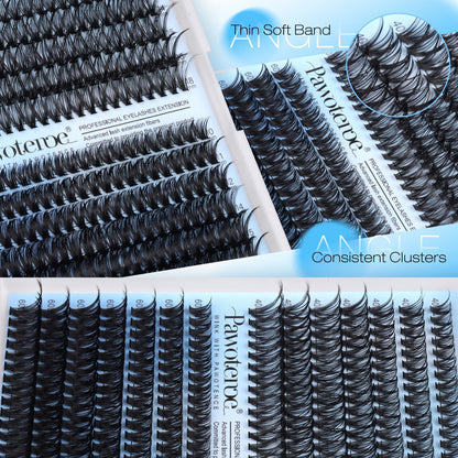 Pawotence Lash Clusters Kit 40D-60D | DIY 10-18mm Lash Extensions with Bond & Seal (280 pcs)