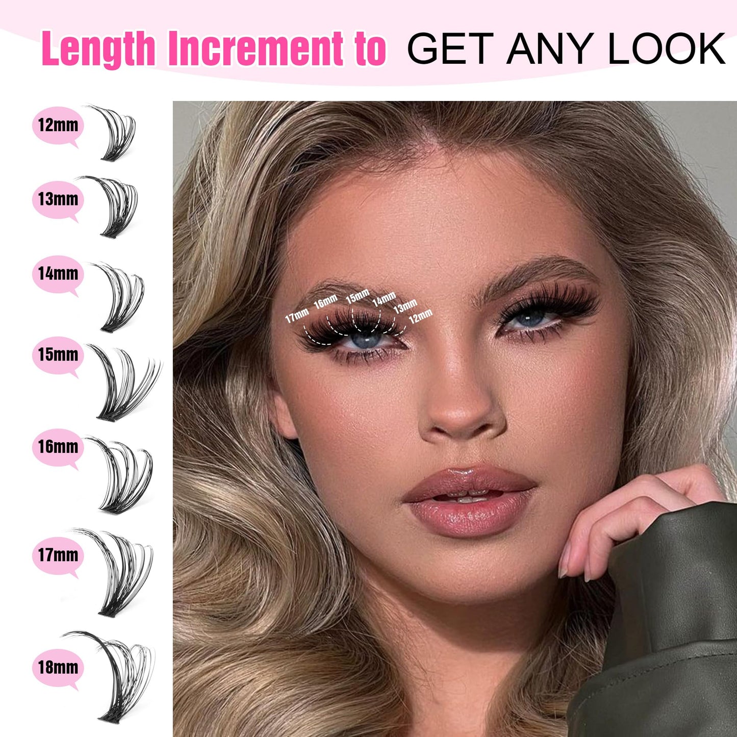 Pawotence Lash Extension Kit DIY 40D 12-18mm – 280 Clusters, Bond & Seal, Tweezers