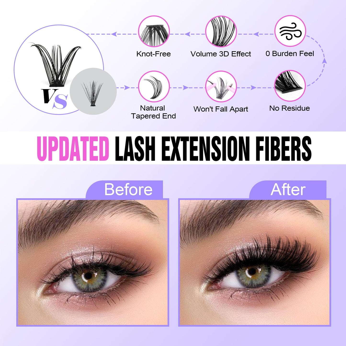 Pawotence Lash Extension Kit 40D/50D – DIY At-Home Lashes with Bond, Seal & Tweezers (8-16mm)