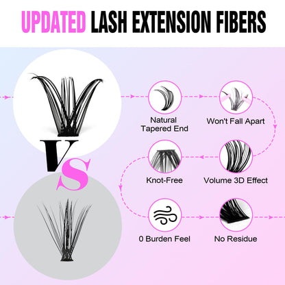 Pawotence Lash Extension Kit DIY 280pcs — 50D 9-16mm Clusters, Bond & Seal, Self-Application