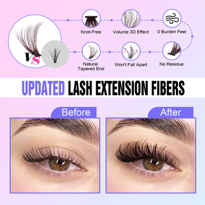 Pawotence Lash Extension Kit DIY 280pcs Brown 40D 9-16mm – At-Home Lashes with Bond & Seal