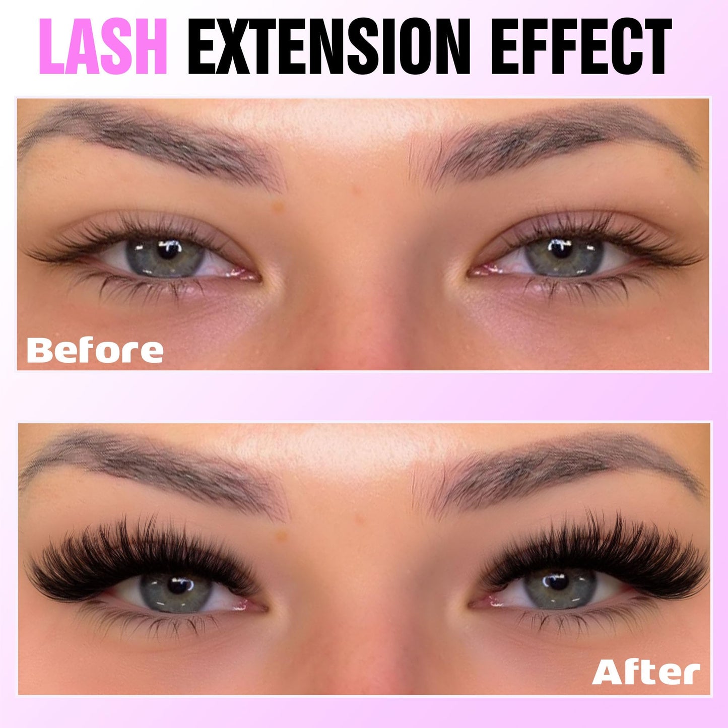 Pawotence Lash Extension Kit DIY 280pcs — 50D 9-16mm Clusters, Bond & Seal, Self-Application