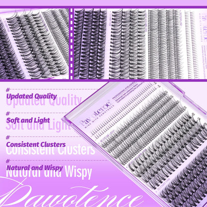Pawotence Lash Extension Kit – DIY Lash Clusters (4 Styles) with Bond & Seal + Applicator