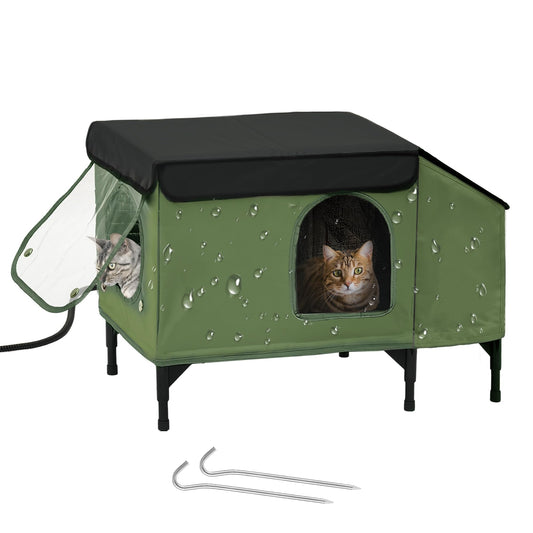 PAWPROVED Heated Cat House for Outside – Weatherproof Winter Shelter