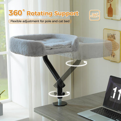 PAWZ Road Cat Desk Bed — 360° Rotating, Adjustable Desk Hammock for Indoor Cats