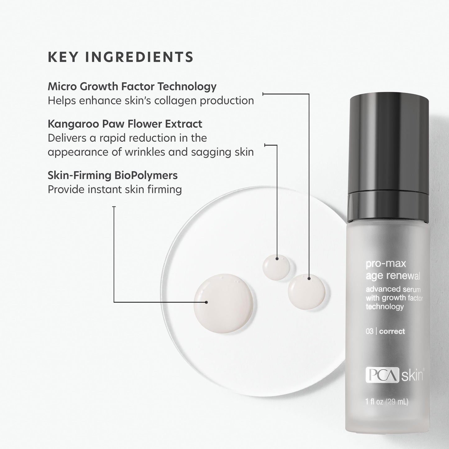 PCA SKIN Pro Max Age Renewal Anti Aging Serum – Lift, Firm & Plump Skin on Face & Neck | 1 oz Pump