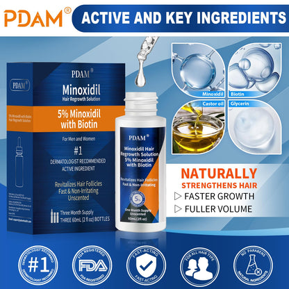 Pdam Minoxidil 5% Hair Growth Serum for Men & Women – 6 oz