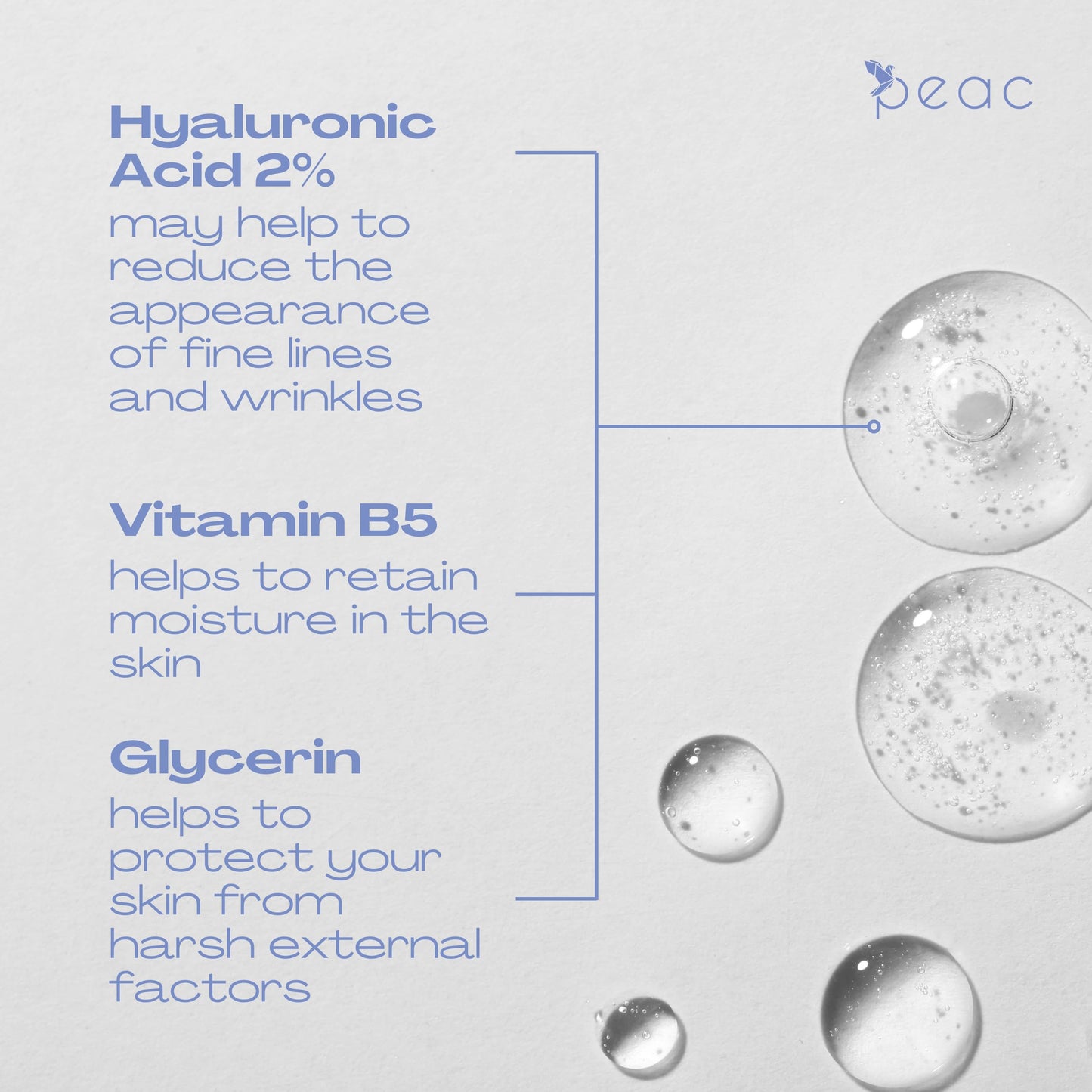 Peac Hyaluronic Acid 2% + B5 Serum – USA Made, Fragrance Free, Lightweight Hydration