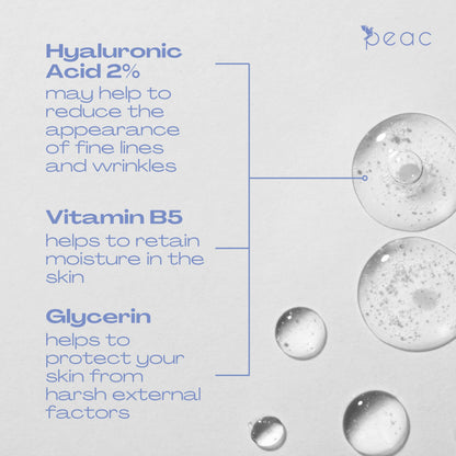 Peac Hyaluronic Acid 2% + B5 Serum – USA Made, Fragrance Free, Lightweight Hydration