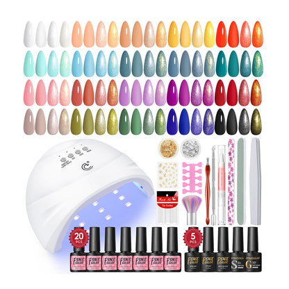 PEACECOLOR 38Pcs Gel Nail Kit with UV Light – 20 Colors, Top & Base Coats