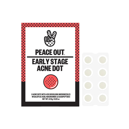 PEACE OUT Early Stage Acne Dots | Hydrocolloid Patches with Dissolving Microneedles & Salicylic Acid, 8 Count