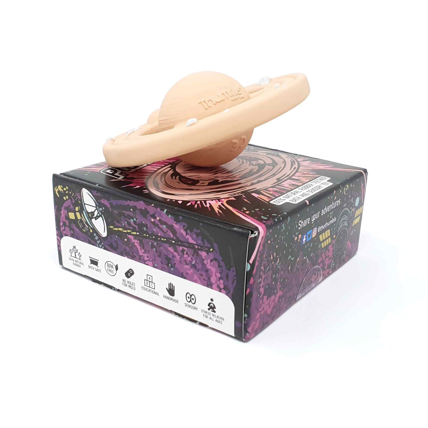 Planet CH3W® Natural Rubber Space Themed Baby Toy (Ringed Planet)