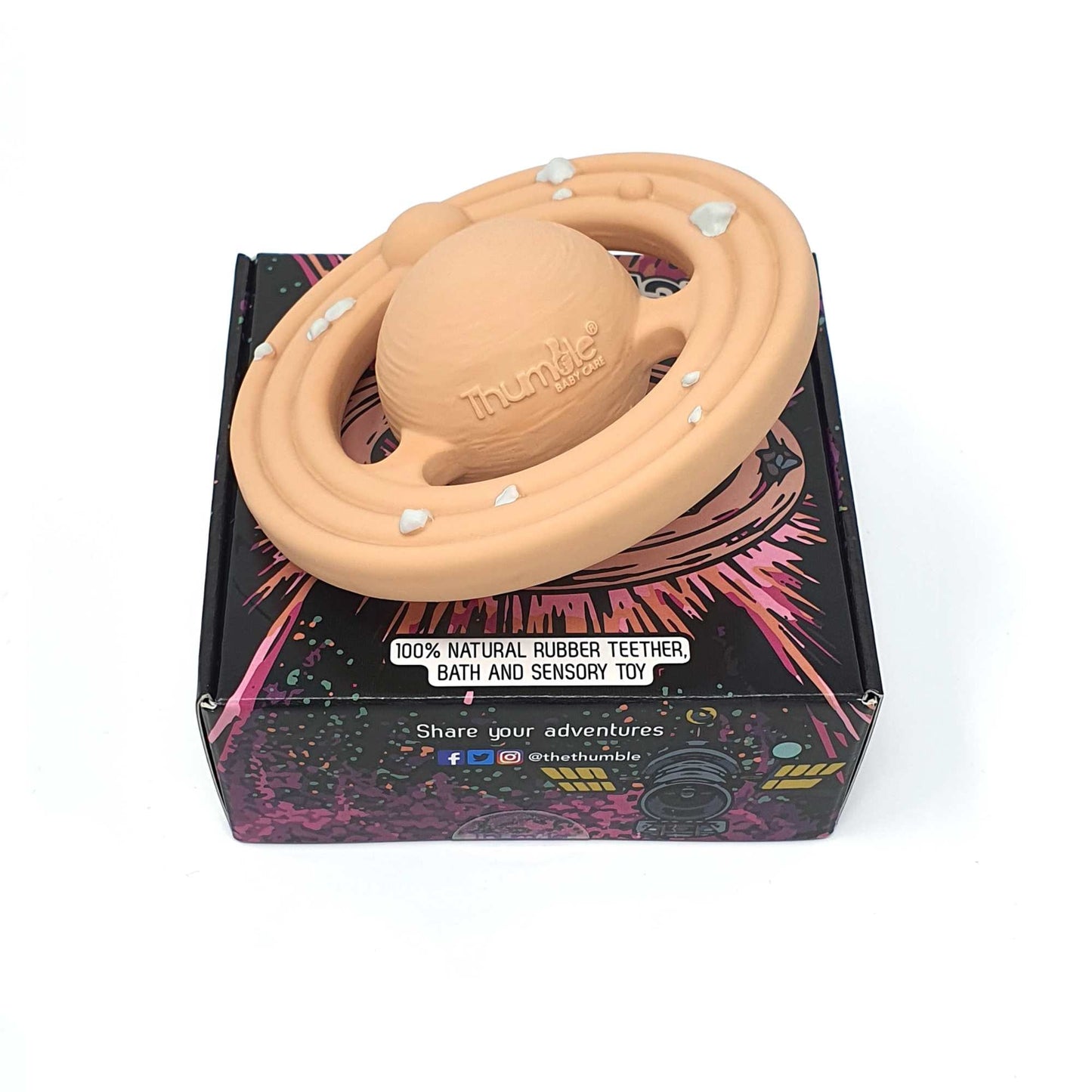 Planet CH3W® Natural Rubber Space Themed Baby Toy (Ringed Planet)