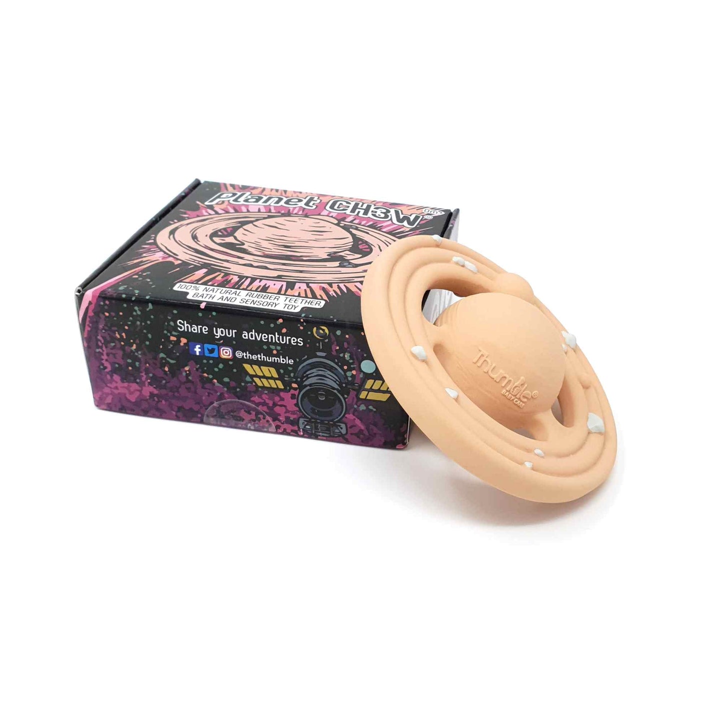 Planet CH3W® Natural Rubber Space Themed Baby Toy (Ringed Planet)