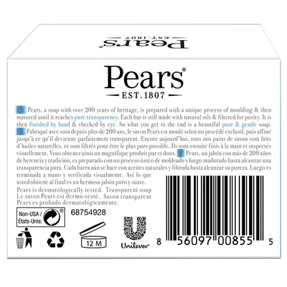 Pears Glycerin Soap with Mint Extract – Transparent Blue, 12-Pack