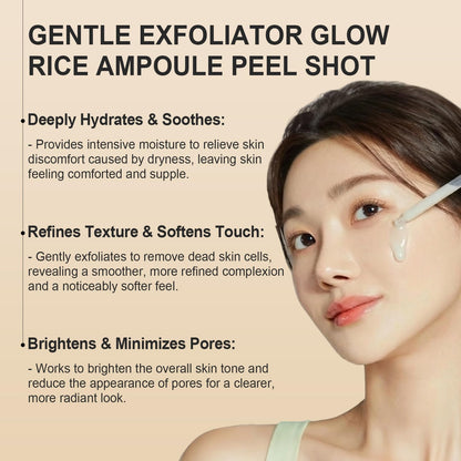 Peel Shot Glow Rice Ampoule Duo – Exfoliant Serum & Peeling Scrub with Rice Water & Niacinamide (Face & Body) 3.4 oz