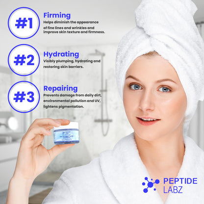 PeptideLabz Copper Peptide Face Cream – Firming, Repair, and Hydration (1.7 oz)