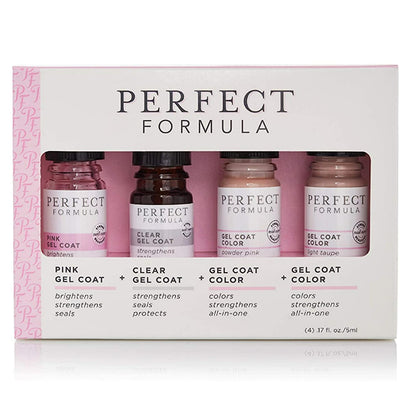 Perfect Formula Gel Coat Manicure Set – Nail Strengthener with Keratin (4 x 0.17 Fl oz) – Made in USA