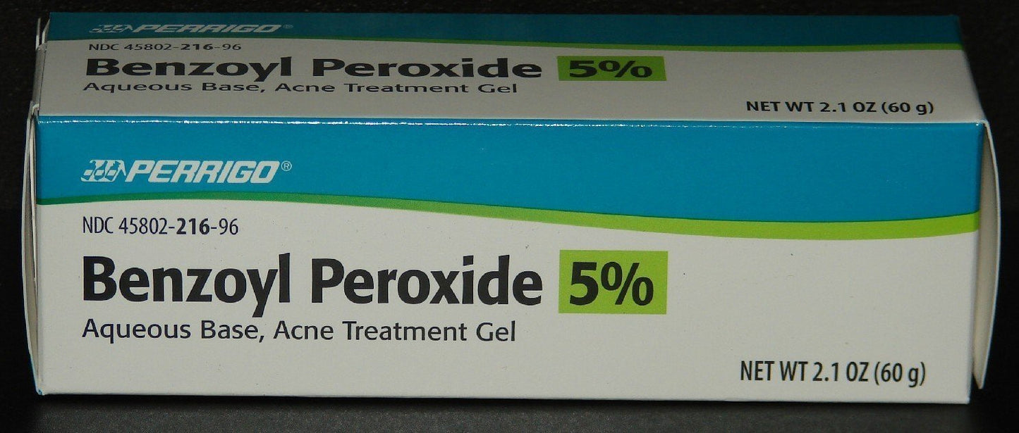 Perrigo 5% Benzoyl Peroxide Acne Treatment Gel – 60g Tube