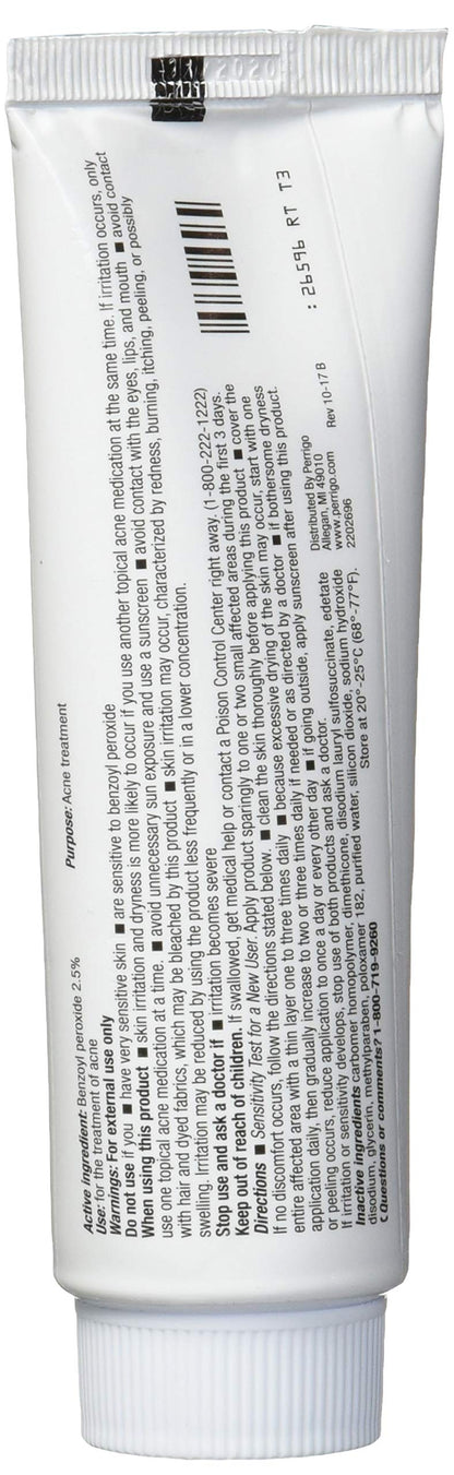 Perrigo 2.5% Benzoyl Peroxide Acne Treatment Gel – 60g Tube
