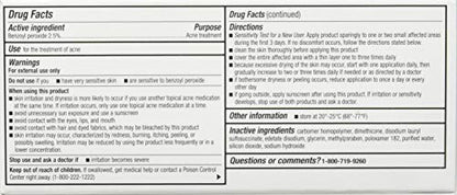 Perrigo 2.5% Benzoyl Peroxide Acne Treatment Gel – 60g Tube