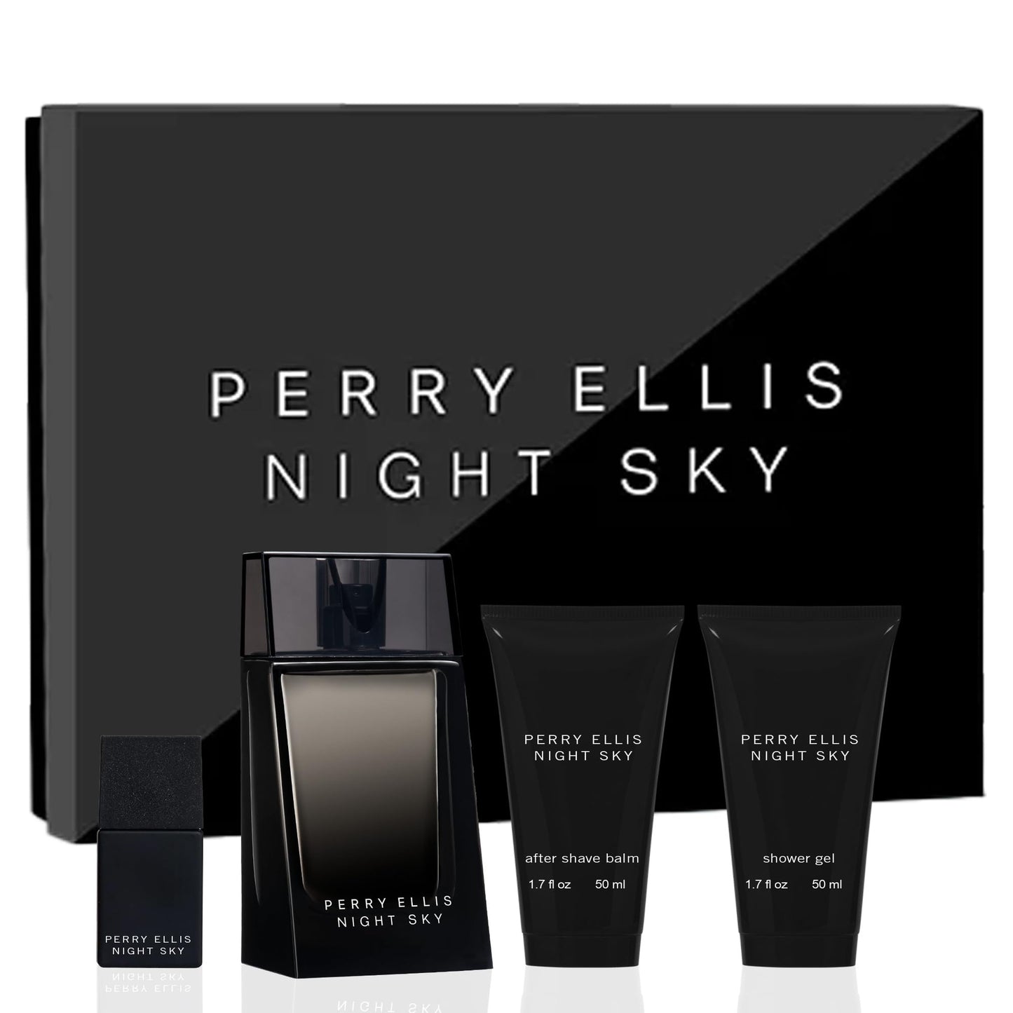Perry Ellis Night Sky 4-Piece Gift Set – EDT, Balm, Shower Gel for Men