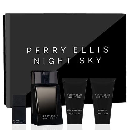 Perry Ellis Night Sky 4-Piece Gift Set – EDT, Balm, Shower Gel for Men