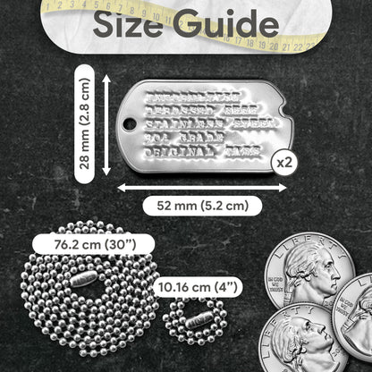 PERSONALISED DEBOSSED Dog Tag Set Original U.S. SPEC WW2 PRE-1965 ARMY