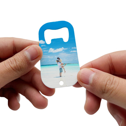 Personalised Photo Message Text Stainless Steel Bottle Opener Double Sided