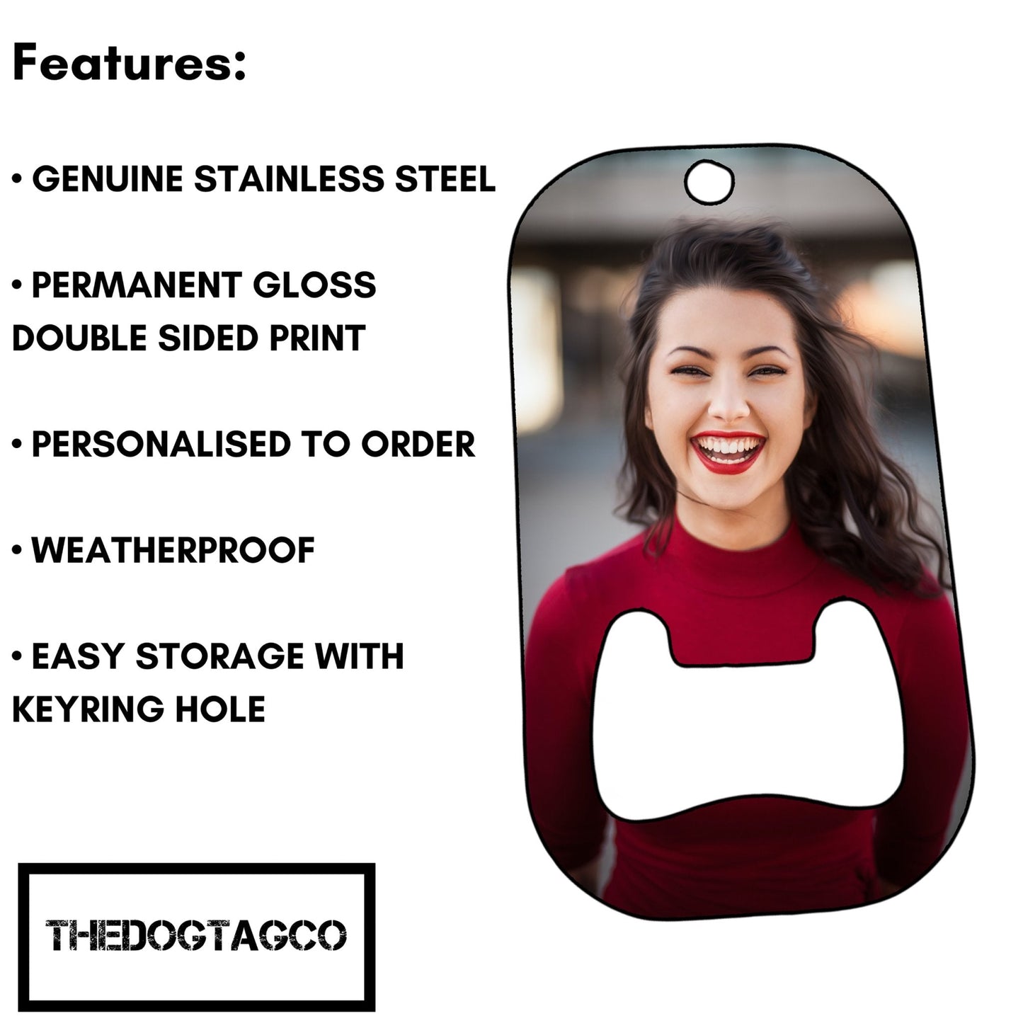 Personalised Photo Message Text Stainless Steel Bottle Opener Double Sided