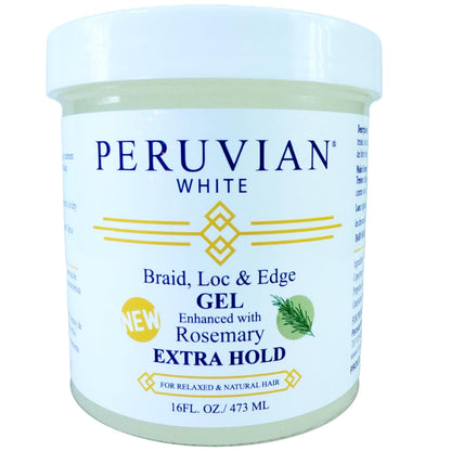 Peruvian White Braid, Loc & Edge Gel EXTRA HOLD – Rosemary, 16 oz