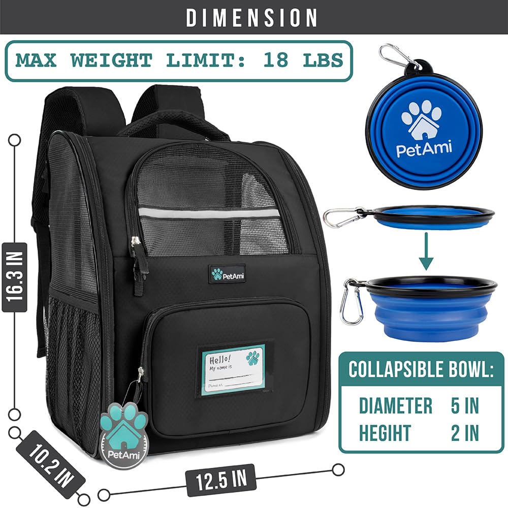 PetAmi Dog Backpack Carrier – Ventilated, Airline-Approved Pet Carrier for Cats & Dogs Up to 18 lbs