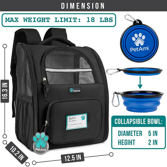 PetAmi Dog Backpack Carrier – Ventilated, Airline-Approved Pet Carrier for Cats & Dogs Up to 18 lbs
